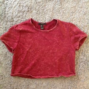 Acid wash red crop top